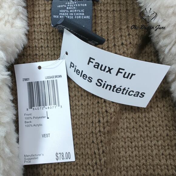 Chelsea & Theodore Fleece Collared Vest Size L - Picture 2 of 5